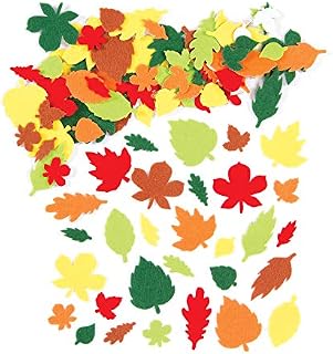 Baker Ross ET420 Leaf Felt Stickers (Pack of 144), Perfect for Children to Decorate Collages, Ideal for Schools, Groups, Party and Home Crafting, Assorted