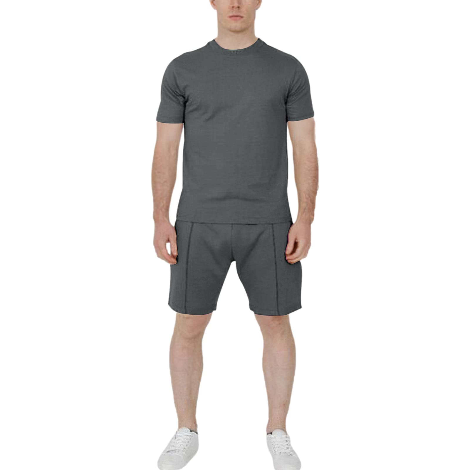 amropi Herren Sportanzug Jogginganzug 2 Teile Sommer Trainingsanzug Kurzarm Kleidung Set