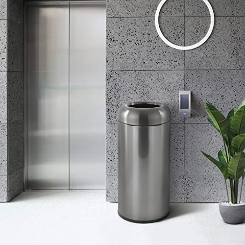 Image of Dyna-Living Stainless Steel Trash Can Outdoor Large Garbage Can with Lid Open Top Trash Bin Commercial Big Kitchen Garbage Bin Industrial Metal Trash Enclosure (Black)