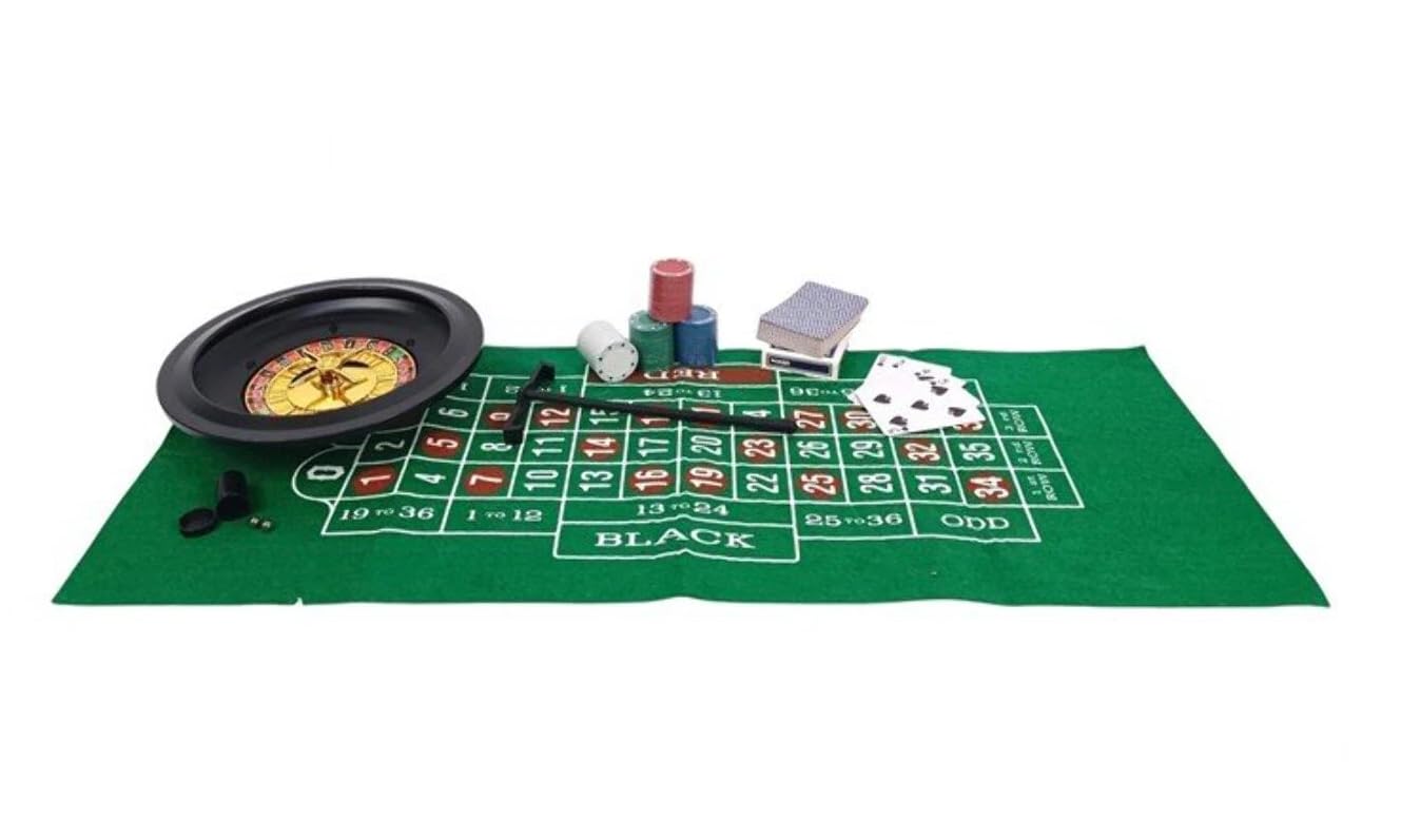 Roulette con Tappeto da Gioco 60 fiches e Mazzo di Carte
