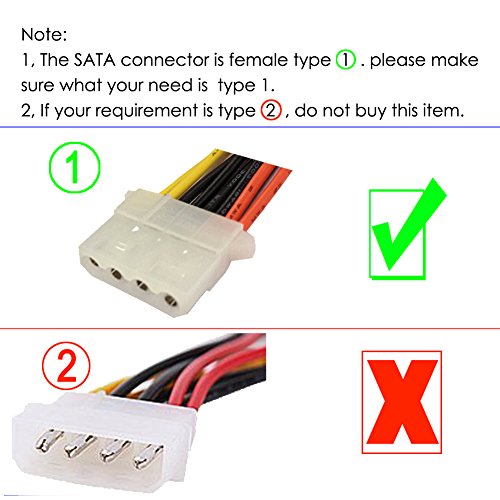 Security-01 2 Pack 4 Pin Ide Female Molex To Female Dual Sata Power Y-Cable Adapter, 8.67 Inches #TOP2