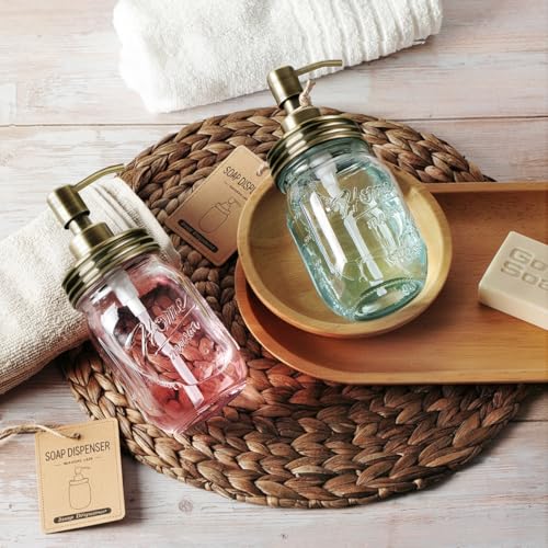 Image of Amolliar Mason Jar Liquid Soap Dispenser, Lotion Dispenser, Brass 1 Pack