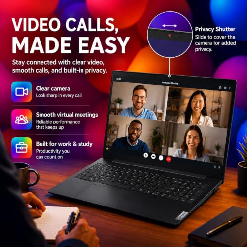 Image of Lenovo 2026 V15 Slim Laptop | 15.6 inch FHD Display | Efficient Intel Quad-Core Processor | 16GB DDR5 RAM | 512GB SSD | Wi-Fi 6 | Ethernet(RJ45) | Long Battery Life | Win 11 Pro | MS 365 for the Web