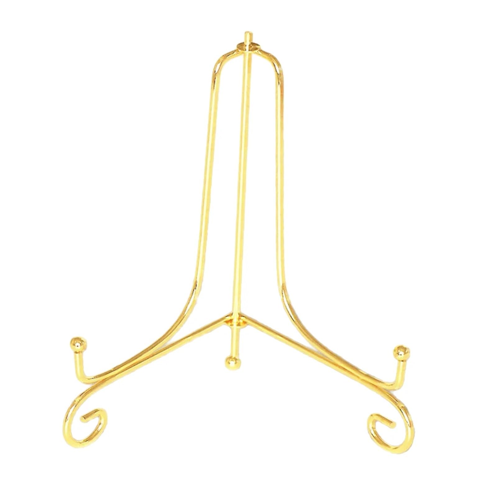 Luoaxinn One Color Metal Display Stand 4-12Inch Wire Iron China Plate Stand Easel Art Display Rack Holder Gold Bowl