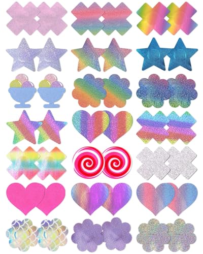 21 Pairs Pasties Pack Fun Nipple Covers Rave Pasties Bulk Rave Tops Accessories Festival Bikini Boob Covers Stickers