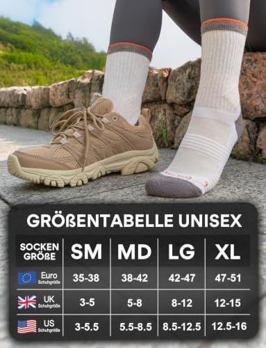 Merinowolle Wandersocken für Damen – Kompression, Anti-Blasen-Polsterung, atmungsaktiv (35-38, Hellbeige) – Bild 7