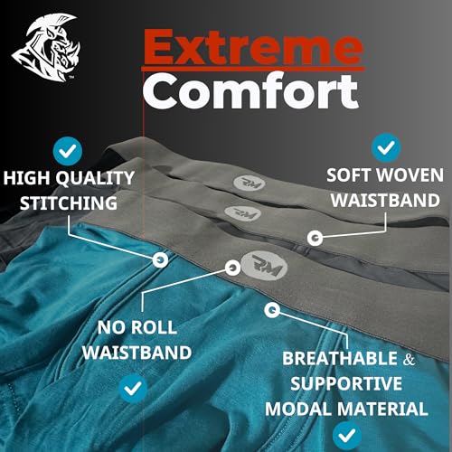 Rm Real Men Real Men 7In Modal Boxer Briefs B Pouch Med 3Pk Nvy/Drkgry/Blk Fashion Underwear Men Mens Underwear Ball Pouch Long Leg Mens Underwear 7 Inch Inseam Nut Huggers Underwear For Men Huge Bulge Underwear thumb #4