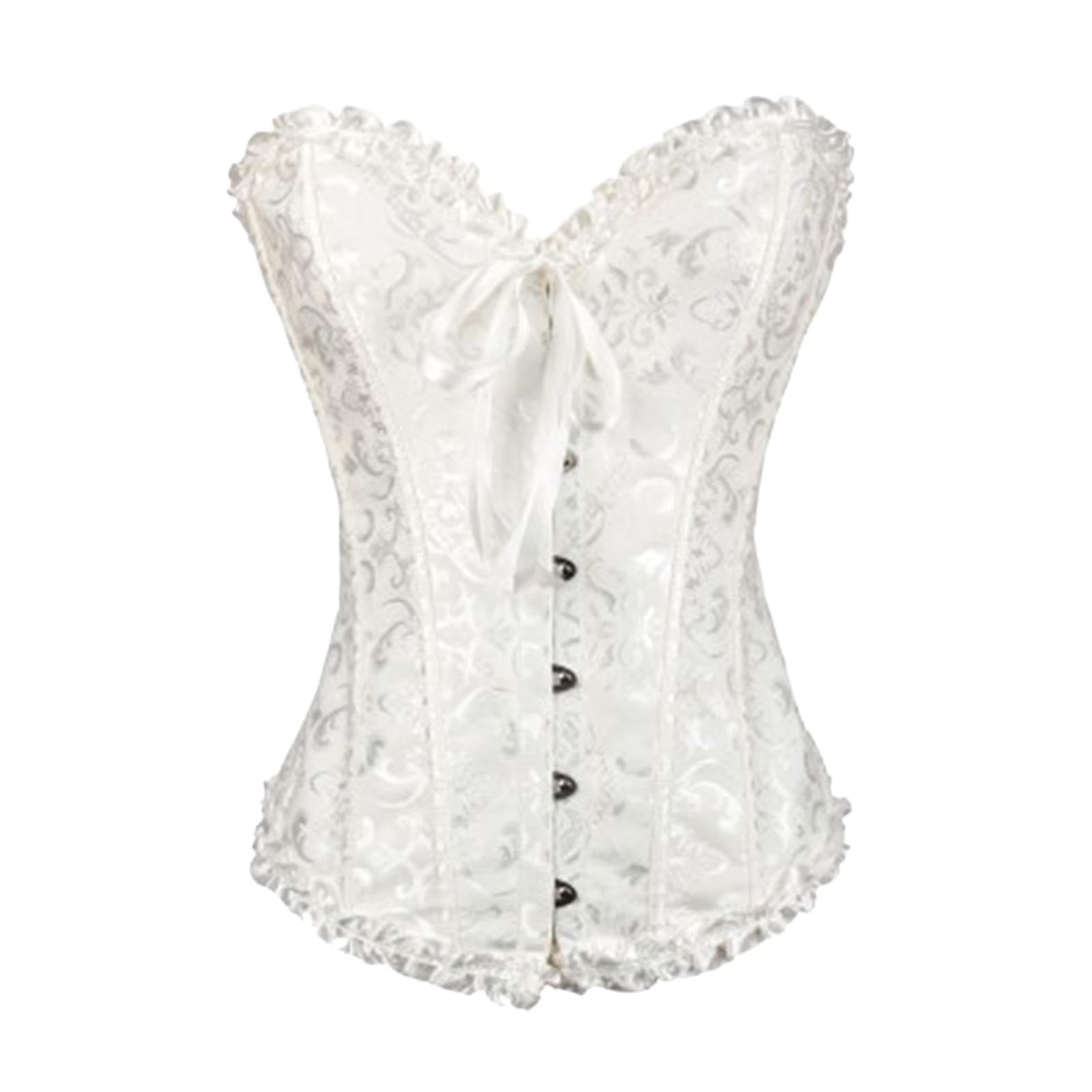 Women Floral Corset Camisole Tank Costume for Club Birthday Party Night white M-image-27