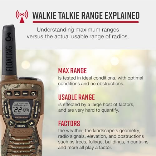 Image of Cobra ACXT1035R FLT Waterproof Walkie Talkies - Rechargeable, Floats, 22 Channels, Long Range 37-Mile Two-Way Radio Set (2-Pack)