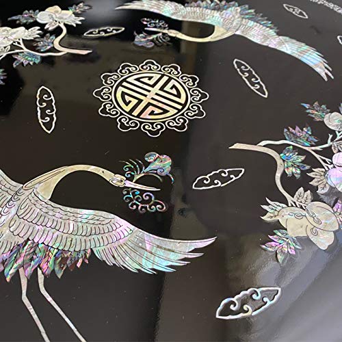 Amazon｜韓国螺鈿漆塗り丸お膳鶴と花柄中□oz-gl-202-m-s