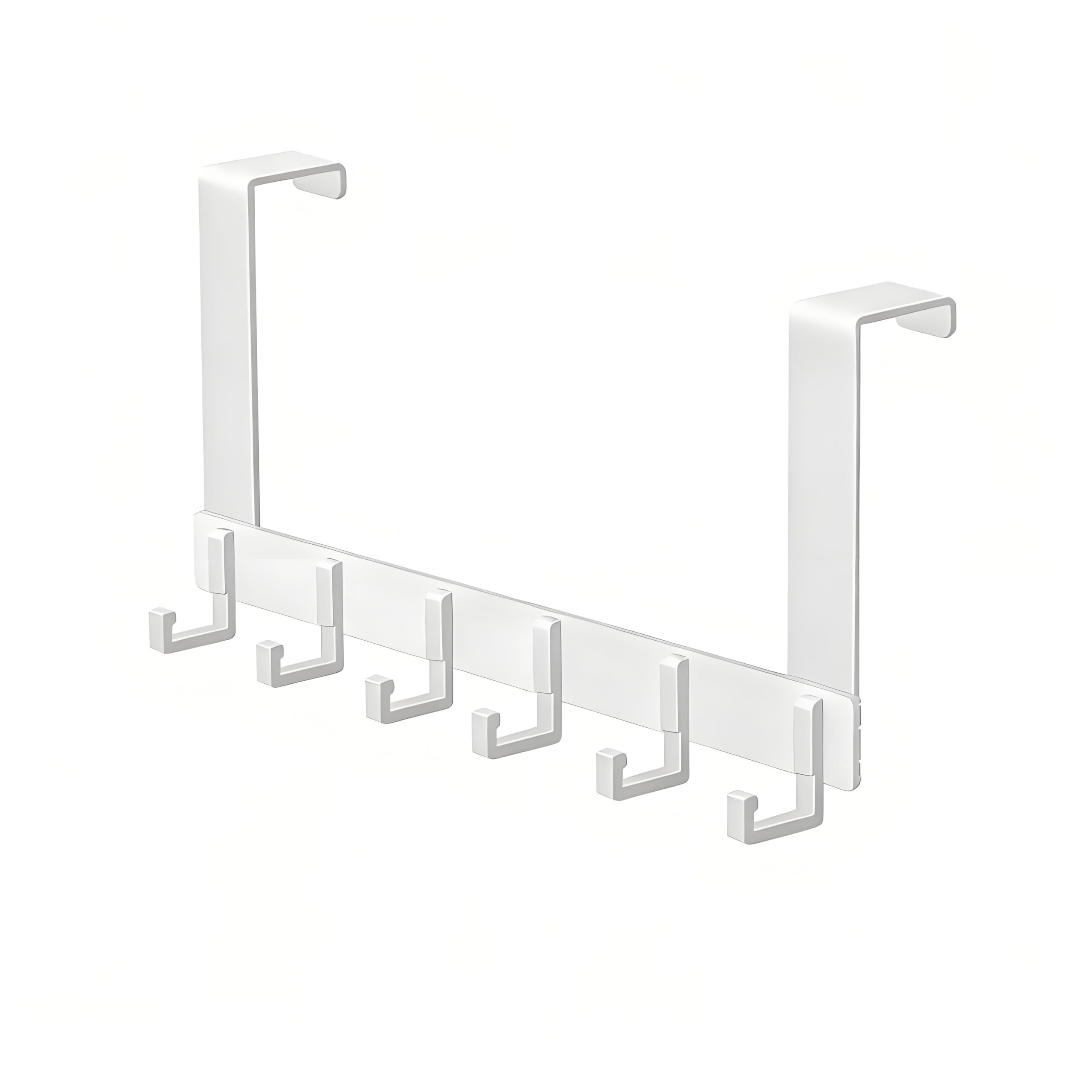 Over The Door Hooks 5-Hook - Heavy Duty No-Drill Towel Rack, Sturdy Door Hanger for Bathroom, Bedroom Kitchen | Holds Towels, Coats (White)