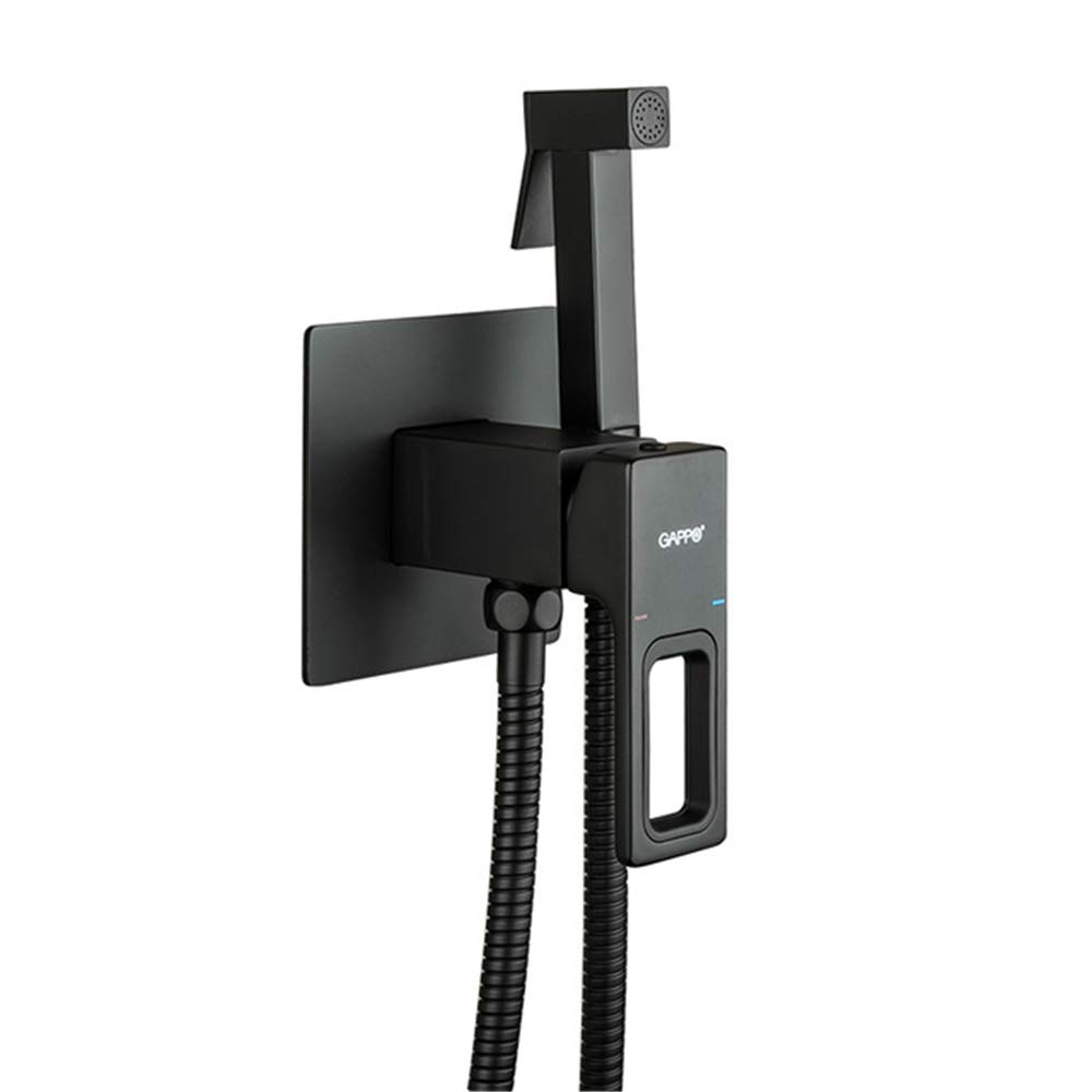 Grifo mezclador de agua fría y caliente negro para bidé de baño