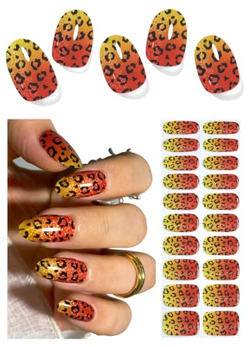 Wahrshei UV Pegatinas de Gel Leopardo ombré,20 Pcs Semicurado,Adhesivos para Uñas