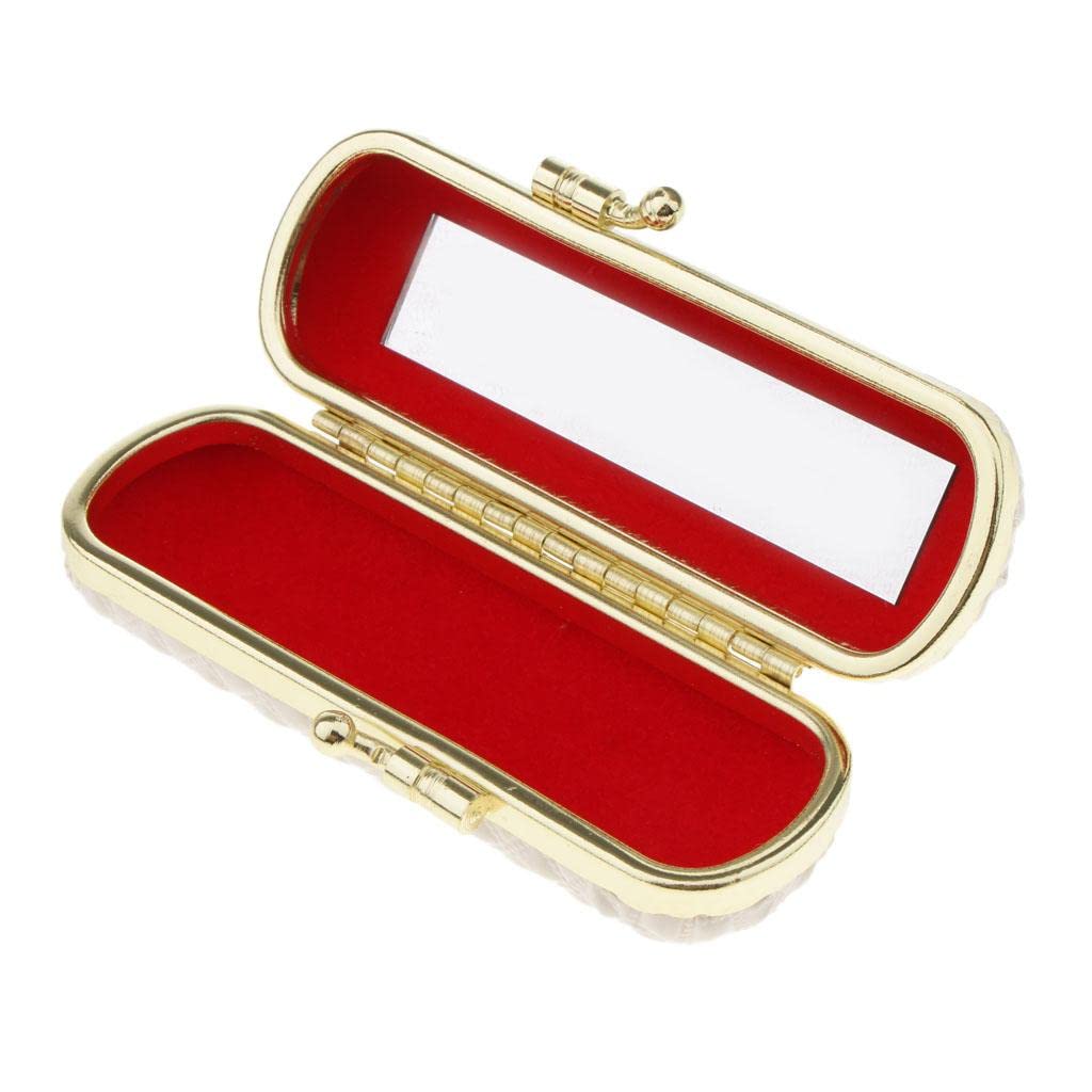 Estuche de piel para pintalabios, brillo de labios, caja de almacenamiento, soporte para bálsamo con espejo, color negro, Juego de 10 (beige), as described, Como descripción