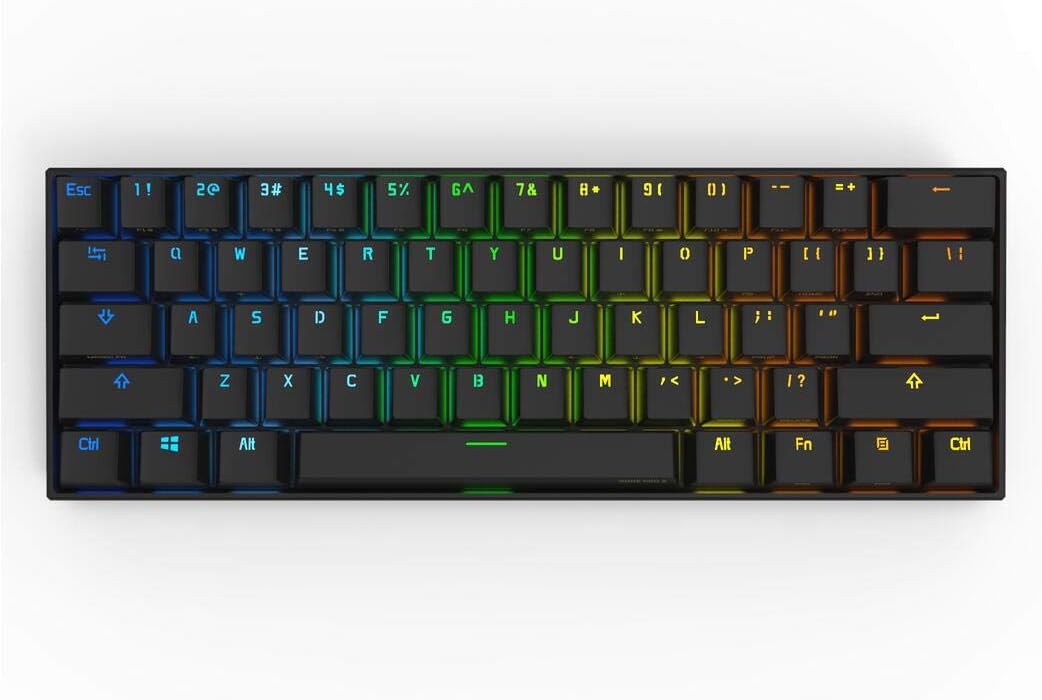 CORNAnne Pro 2 Mechanical Gaming Keyboard 60% True RGB Backlit - Wired/Wireless Bluetooth 5.0 PBT Type-c Up to 8 Hours Extended Battery Life, Full Keys Programmable (Cherry Mx Blue, Black)