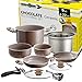 Brunner: Camping Kochgeschirr Keramik Topfset (Töpfe und Pfannen) - 9+1 teilig ø 22 cm Chocolate - 4 Personen, Stapelbar, Antihaft, Leicht, Hochwertig