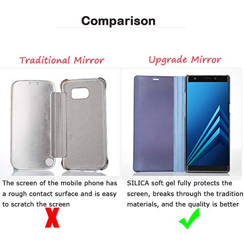 Capa flip espelhada C-Super Mall para Galaxy S9 Plus, capa com suporte galvanizado de luxo com prote