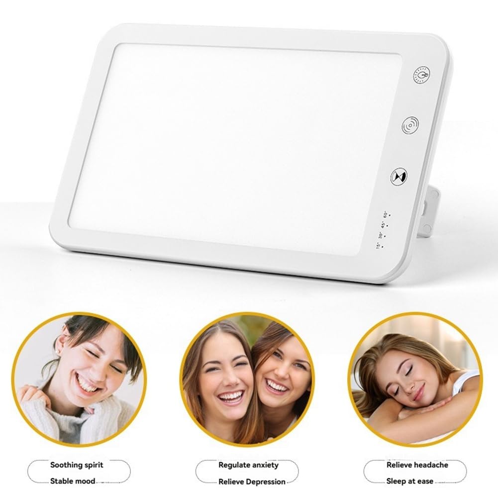 Lampe de Luminothérapie 10000 Lux avec 5 Niveaux de Luminosité Réglables, Contrôle Tactile, Lampe de Luminothérapie Contre la Dépression Saisonnière (Sad).
