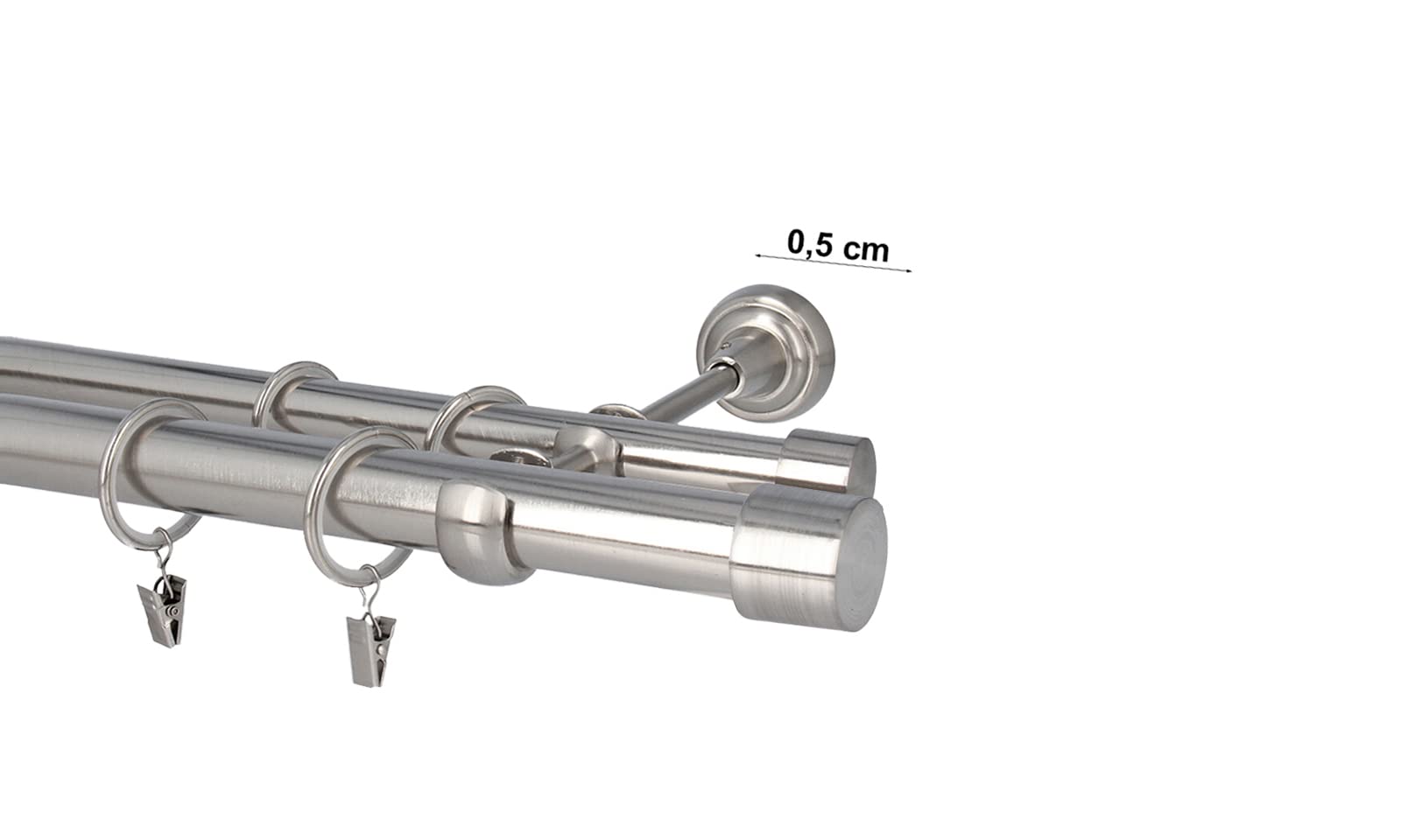 Kit Bastone per Tende in metallo 25/19mm Acciaio Inox Montaggio a Muro 200 cm Zoya