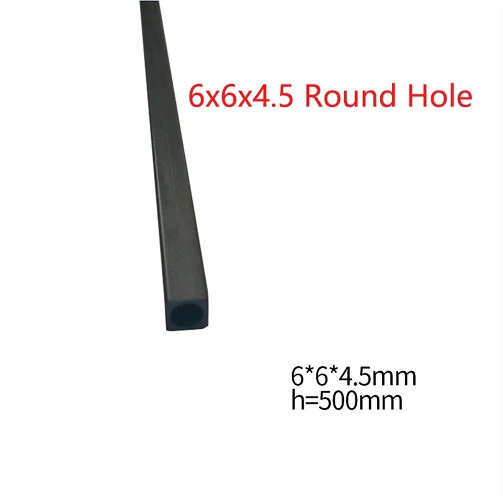 Kwadratowa rura z włókna węglowego | Wiele rozmiarów dla modeli RC i części samolotów(6x6x4.5 Round Hole)