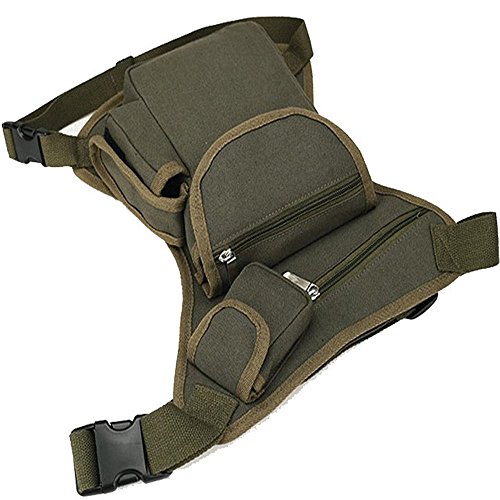 Rullar Men Women Canvas Hiking Waist Fanny Waist Pack Drop Leg Bag Purse Running Hip Bag Outdoors Motorcycle Bike Cycling Pouch Shoulder Bag Black #TOP5