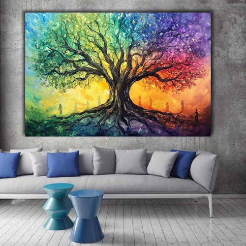 Tableau arbre de vie en grappe impression d'art moderne encadrée