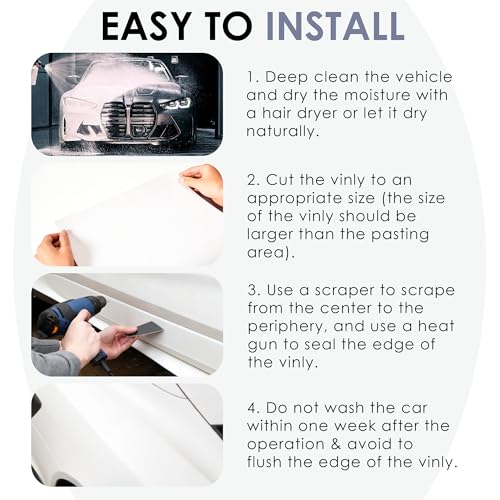 Image of 15ft x 4.9ft Matte White Car Vinyl Wrap, Car Wrap Vinyl Roll for Cars Body Protection, Scratch Resistance with Air Release Technology (Matte White)