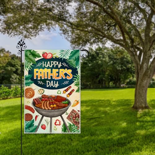 Hafhue Happy Father's Day Garden Flag, 12 x 18 Inch Double Sided Farmhouse Holiday Yard Garden Lawn Decoration Flag, Barbecue Farm Banner, Father’s Day Celebration Sign, Barbecue Lover's Gifts - Image 6