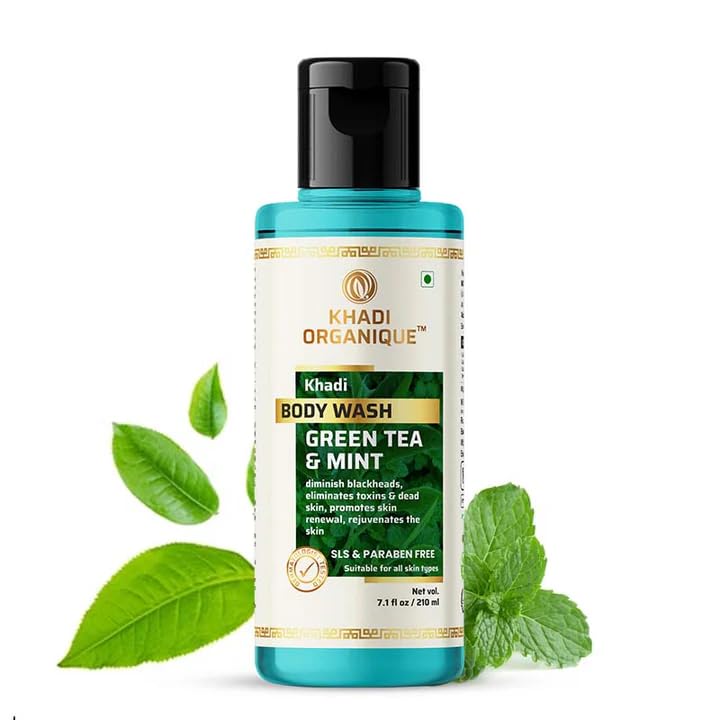 Image of Khadi Organique Green Tea & Mint Body Wash With Refreshing Green Tea & Mint For All Skin Types of Men's & Womens - 210 ML