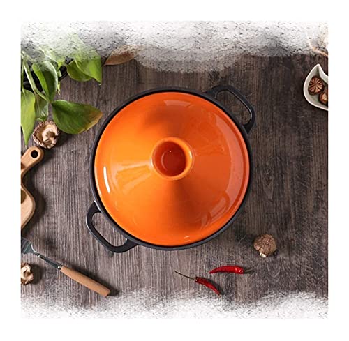 Hand Made 7.9In Cast Iron Tagine, Enameled Tangine Pot With Ceramic Lid Tagine Pot Casserole Pot For Different Cooking Styles (Color : Pink) #TOP5