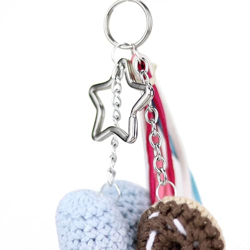 Miniatura 5 de Donut and Heart Love colorful Keychain kawaii crochet arigurumi trendy shack classy crafts llaveros para mujer etsie amigurume (Chocolate)