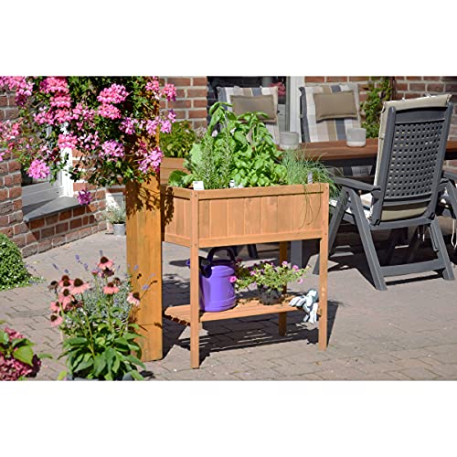 dobar® 58250e kompaktes Hochbeet | Erhöhtes Gemüsebeet | Kräuterbeet aus Holz | Balkonbeet für Salat | Pflanzkasten für Balkon/Garten/Terrasse | 76 x 40 x 80 cm | Braun