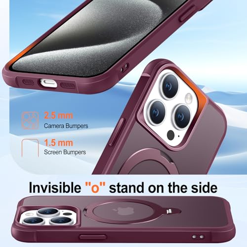 Coque iPhone 15 Pro rouge vin avec support magnétique 360° - 6