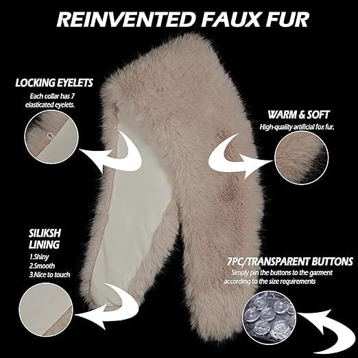 Junova Women's Viking Faux Fur Collar Shawl Shoulder Fur Wrap Warrior Pirate Cosplay Halloween Accessory4