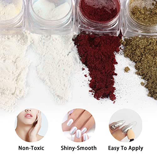 Laza Pearl Chrome Nail Powder, Unicorn Neon 12 Color Mermaid Aurora Powder & Mirror Effect Powder, Metallic Iridescent Nail Art Glitter, Pearlescent Shell Nail Pigment For Gel Polish Nail Art Manicure #TOP3