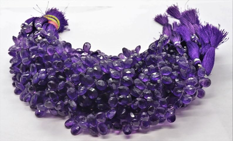 Perles en améthyste africaine 6x8mm facettées pour création de collier - 2