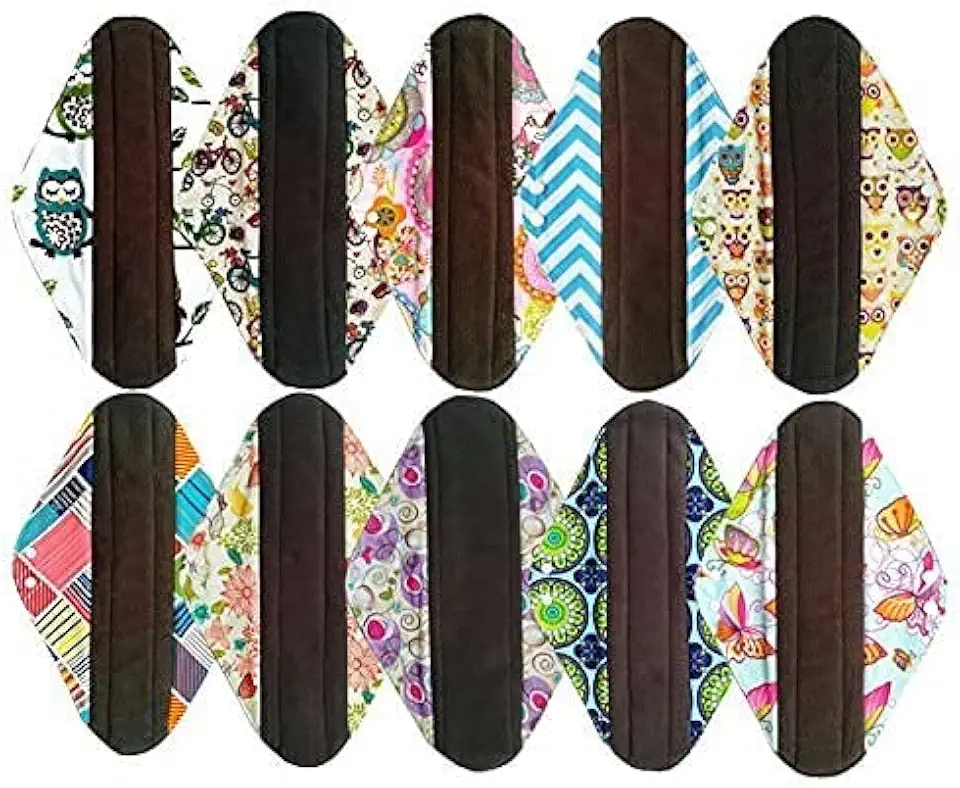 10PCS 14 Inch Overnight Cloth Reusable Washable Menstrual Pads Sanitary Pads