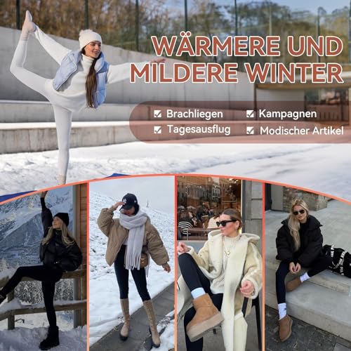 HLTPRO Thermo Leggings Damen Gefütterte Winter High Waist Thermohose Dicke Thermoleggings Warm Leggins für Outdoor Hause Schwarz L
