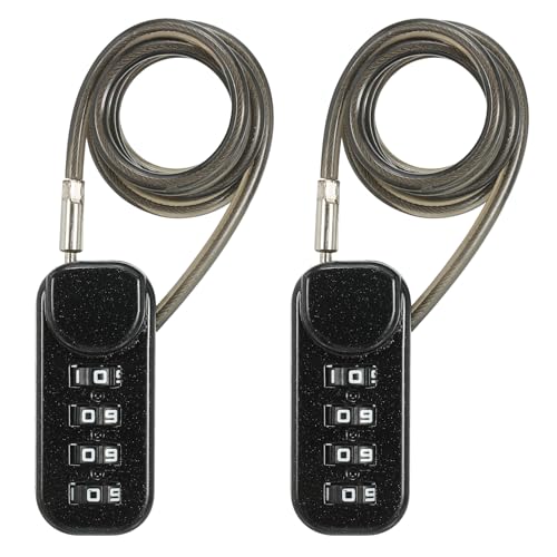 PATIKIL Paquete de 2 candados de combinación de 4 dígitos, candado para casco, cerradura de gimnasio, con alambre de acero de seguridad flexible de 1.97 pies, para casillero de bicicleta, equipaje de