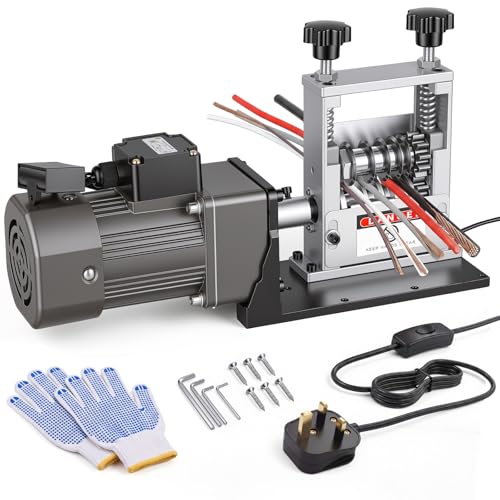 Image of Orifesio 60W Electric Wire Stripper, Cable Stripper Machine with 6 Channel & 5 Blades, Copper Wire Strippers for 3-17mm Cable, Automatic Cable Stripping Tool Scrap Copper Cables Recycling