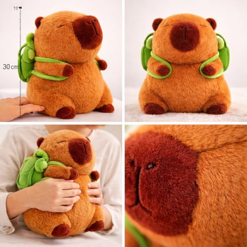 Image of Babique Capybara Soft Toy with Turtle Backpack - 20cm Cute Stuffed Animal Doll for Kids & Toddlers | Snuggle Toy | Gift & Decor