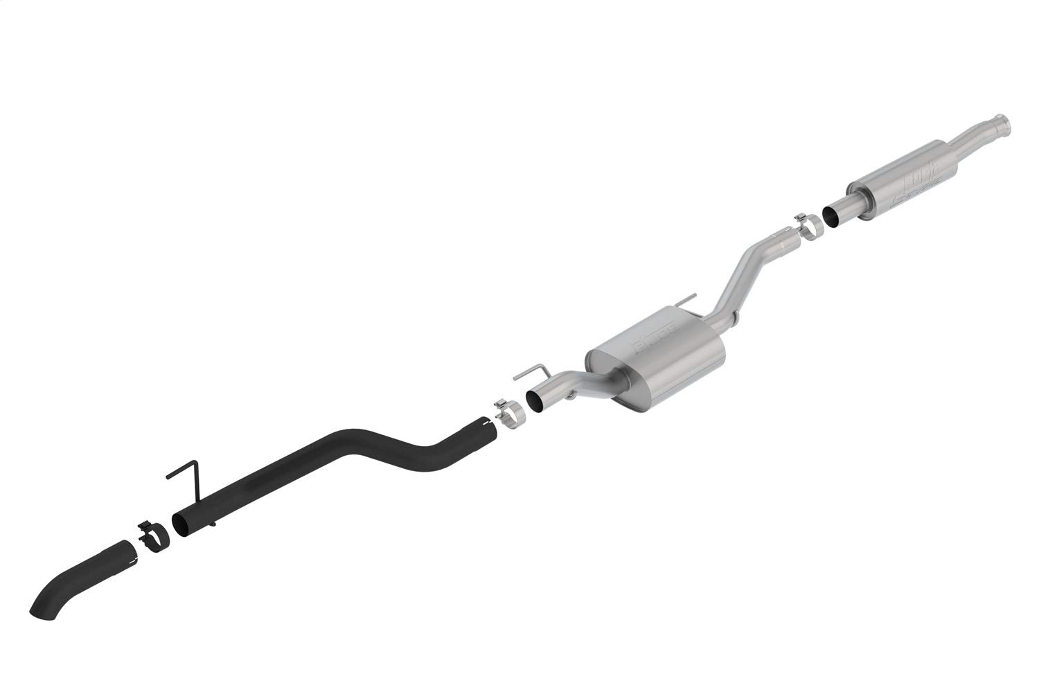 Borla140809CB S-Type Cat-Back Exhaust System for Jeep Gladiator, Black/Silver
