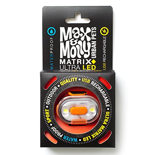 Max & Molly Matrix Ultra LED, Hundelicht für Hundegeschirr, Leine & Halsband, Orange, Wasserfest, USB Wiederaufladbar, Hundelampe LED, Hunde Leuchtanhänger für mehr Sicherheit bei Nacht