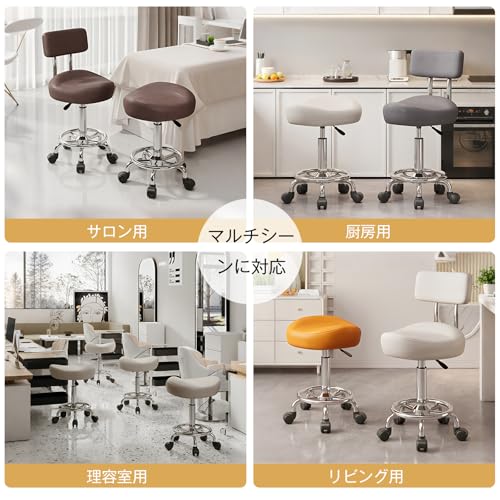 Deerman デスクチェア サドルチェア 昇降式 パソコンチェア 撥水・防汚PUレザー 高さ調節可能 360回転 勉強椅子 疲れ軽減 ぴったりフィット 学習イス おしゃれ キャスター付きサドルスツール 業務 仕事用 グレー 背もたれ付き [3]