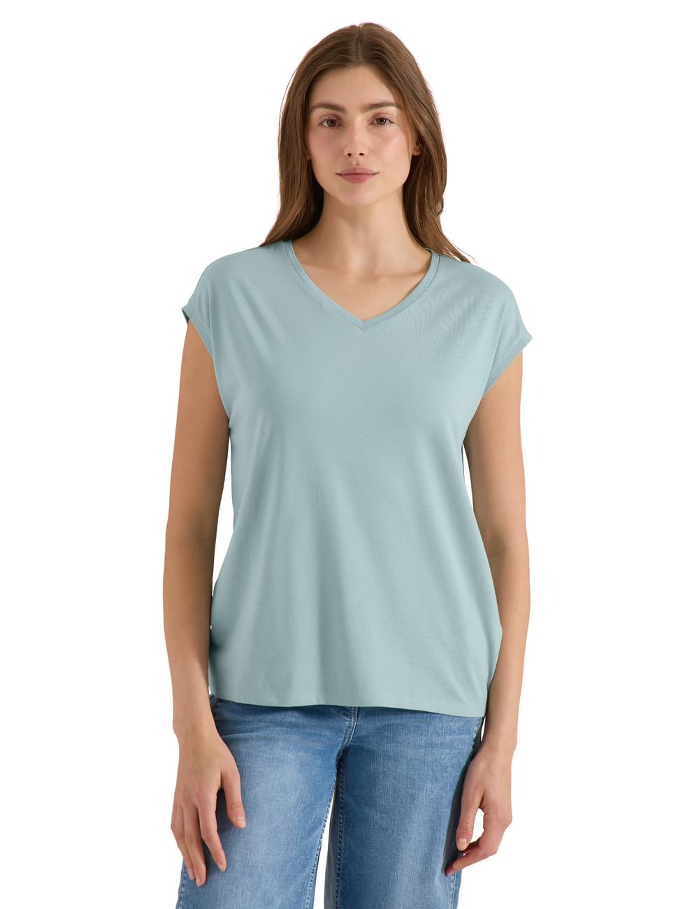 Cecil Dropped Shoulder Shirt with V-Neck Crystal Mint S