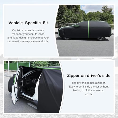 Image of Cartist 420d Car Cover Custom Fits for GMC Yukon 1995-2025 2026, All Weather Car Covers Outdoor for Yukon Accessories, Waterproof Anti-UV Protection, with Zipper & Reflective Safety Strips