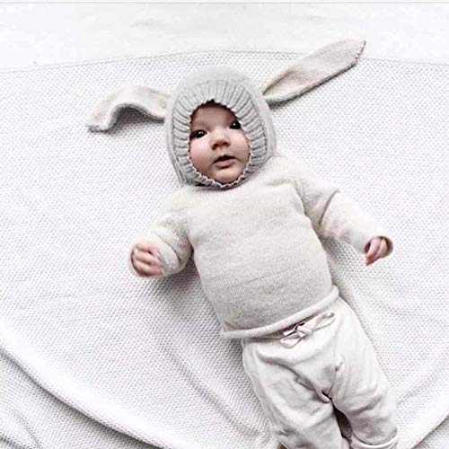 Image of XYX Crochet Earflap Pilot Hats Rabbit Ears Beanie Cap Winter Warm Knit Caps for Toddlers Baby Girls and Boys