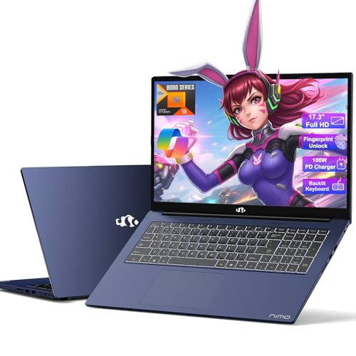 NIMO 17.3&rdquo; Business-Laptop Ryzen 9 8945HS, 32GB RAM 1TB SSD, Radeon 780M, 54W Max TDP, 75Wh Battery, USB-C 4.0, PD 100W, Backlit Keyboard, Fingerprint Unlock, FHD Laptop for Gaming Student Office