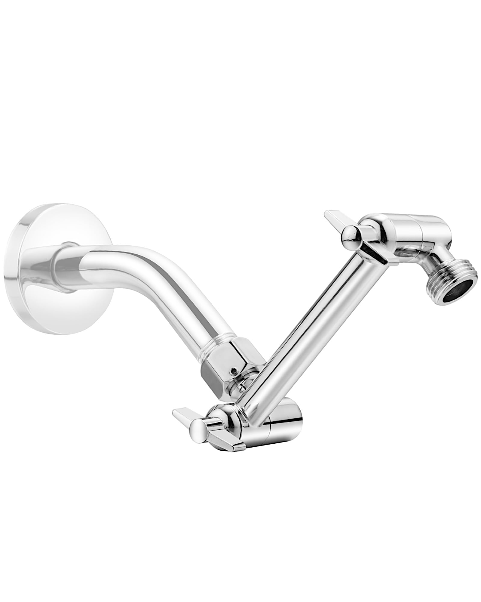 5 Inch Brass Adjustable Shower Head Extension Arm, with Locking Set Screw, Singing Rain Brass Chrome Angle Height Adjustable, Easy to Install, G1/2 Universal Connector Compatible (Chrome Finish)