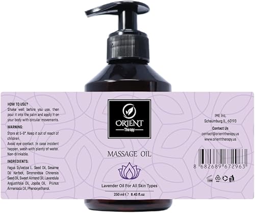 Miniatura 2 de Orient Therapy Aceite de masaje de lavanda impregnado con aceite esencial de lavanda para pieles secas aromaterapia relajación terapia de masaje